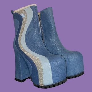 Go For The Glam Denim Platform Boots Dollskill x Bratz collab